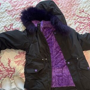 Black Parka with Purple Fur Lining